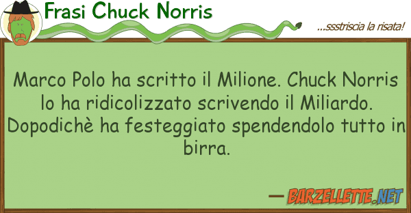 Frasi Chuck Norris marco polo ha scritto milione. chuck