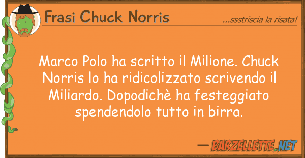 Frasi Chuck Norris marco polo ha scritto milione. chuck