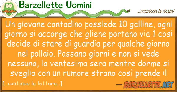 Barzellette Uomini giovane contadino possiede 10 galline