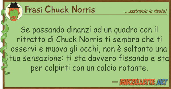 Frasi Chuck Norris passando dinanzi quadro