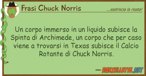 Frasi Chuck Norris corpo immerso liquido subisce
