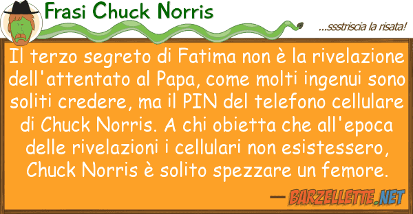 Frasi Chuck Norris terzo segreto fatima è riv