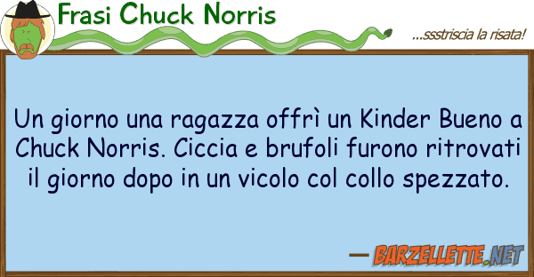 Frasi Chuck Norris giorno ragazza offrì kinder b