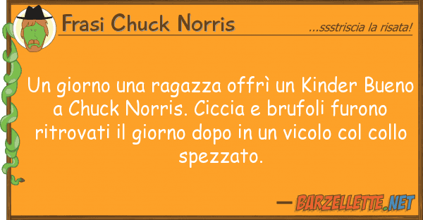 Frasi Chuck Norris giorno ragazza offrì kinder b
