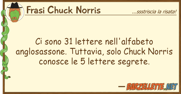 Frasi Chuck Norris sono 31 lettere nell'alfabeto anglosa