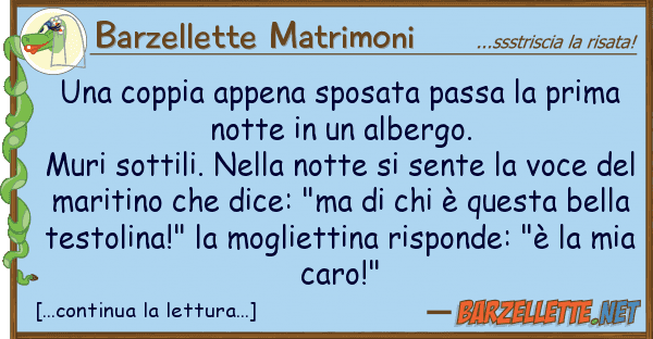 Barzellette Matrimoni coppia appena sposata passa prima