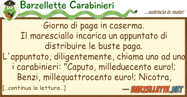 Barzellette Carabinieri giorno paga caserma. il marescial
