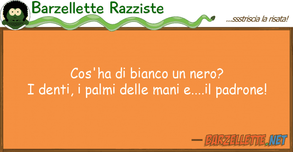 Barzellette Razziste cos'ha bianco nero? denti, pal