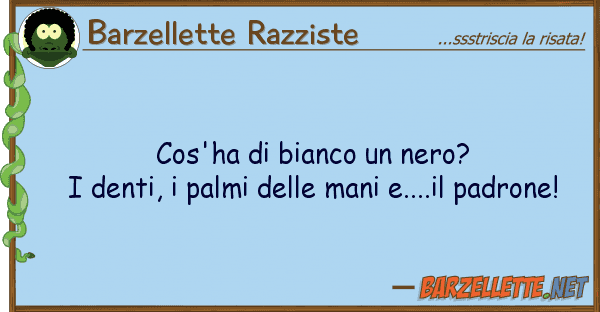 Barzellette Razziste cos'ha bianco nero? denti, pal