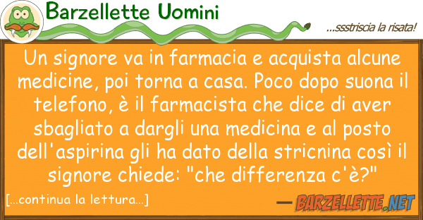 Barzellette Uomini signore va farmacia acquista alc