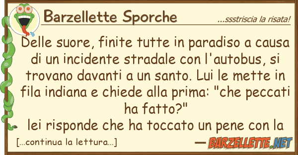 Barzellette Sporche suore, finite tutte paradiso