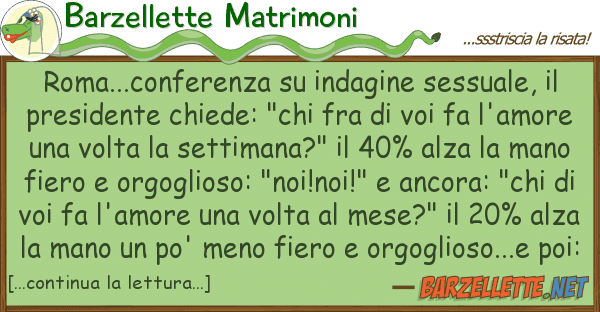 Barzellette Matrimoni roma...conferenza indagine sessuale,