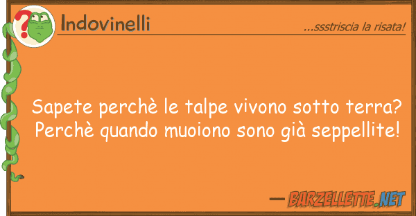 Indovinelli sapete perchè talpe vivono sotto ter