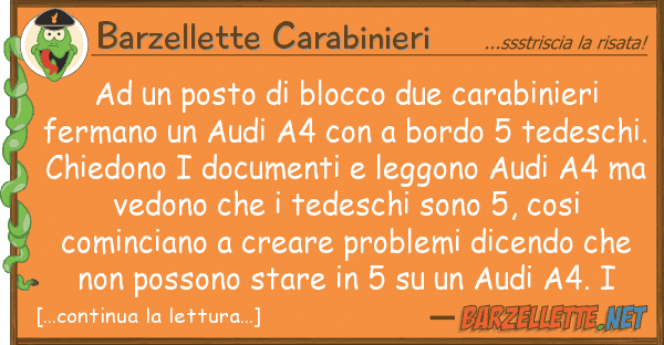 Barzellette Carabinieri posto blocco due carabinieri fe