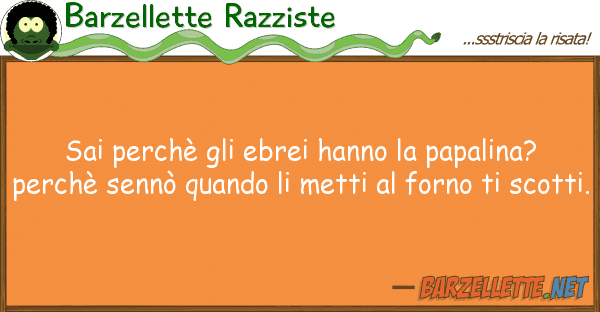 Barzellette Razziste sai perchè ebrei hanno papalina?