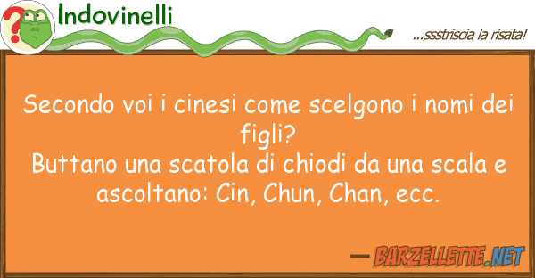Indovinelli secondo cinesi scelgono nom