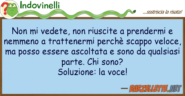 Indovinelli vedete, riuscite prendermi