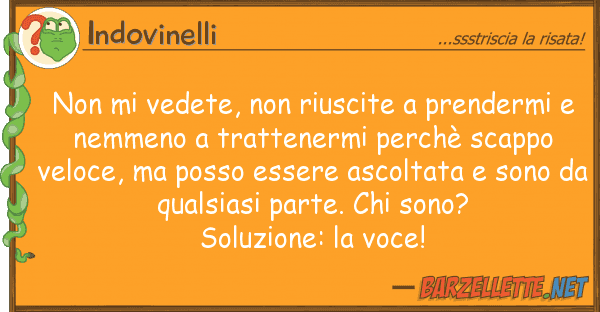 Indovinelli vedete, riuscite prendermi