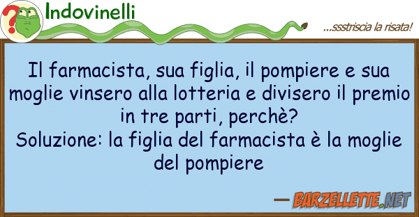 Indovinelli farmacista, figlia, pompiere