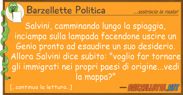Barzellette Politica salvini, camminando lungo spiaggia,