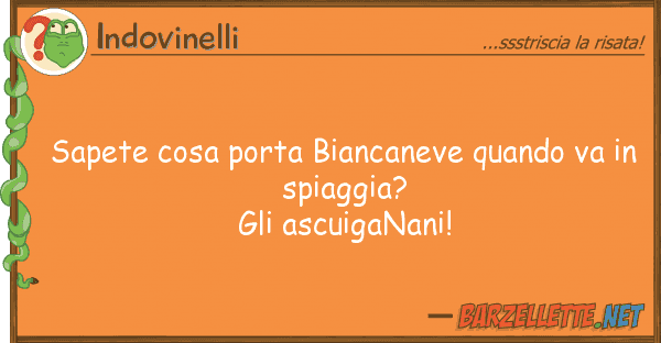 Indovinelli sapete cosa porta biancaneve quando va