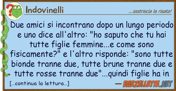Indovinelli due amici incontrano dopo lungo pe