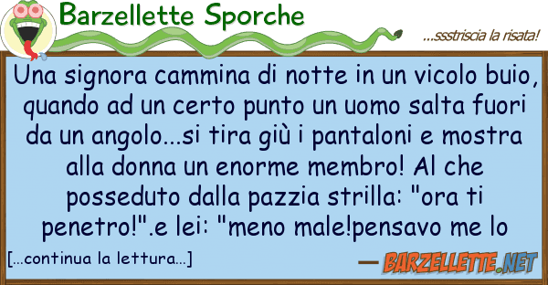 Barzellette Sporche signora cammina notte vicol