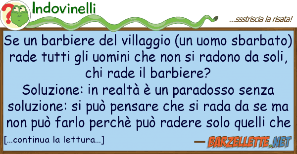 Indovinelli barbiere villaggio (un uomo sb