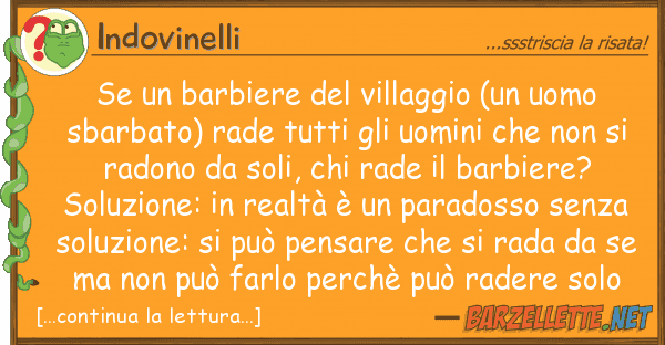 Indovinelli barbiere villaggio (un uomo sb