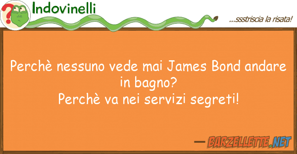Indovinelli perchè nessuno vede mai james bond anda