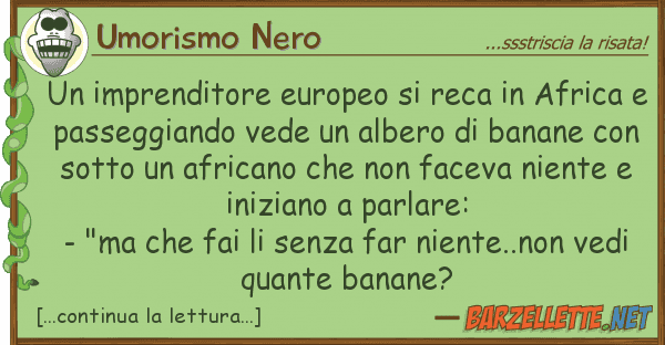 Umorismo Nero imprenditore europeo reca afric