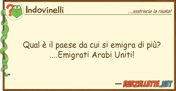 Indovinelli qual è paese emigra pi?