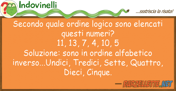 Indovinelli secondo ordine logico sono elencat