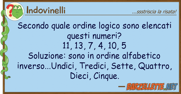 Indovinelli secondo ordine logico sono elencat