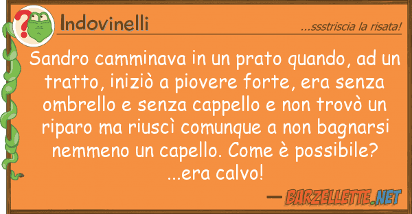 Indovinelli sandro camminava prato quando,