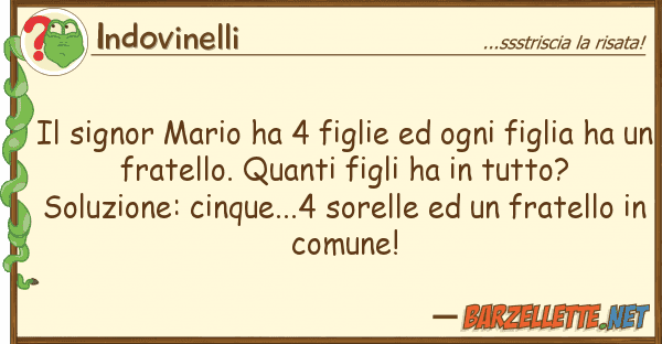 Indovinelli signor mario ha 4 figlie ogni figl