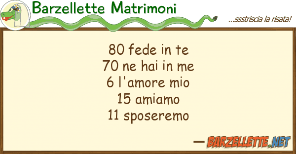Barzellette Matrimoni 80 fede te 70 hai me 6 l'am