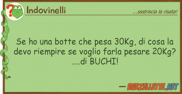Indovinelli ho botte pesa 30kg, cosa