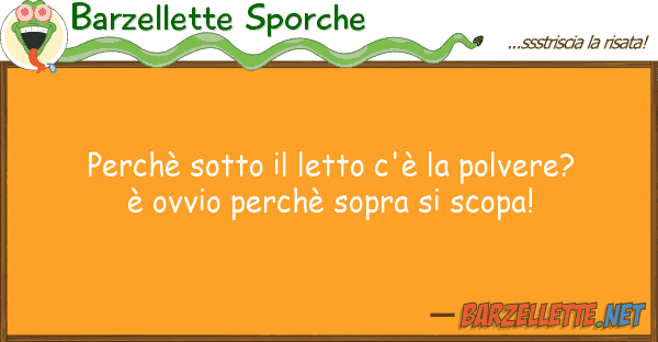 Barzellette Sporche perchè sotto letto c'è polvere?