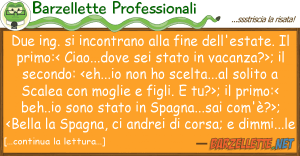 Barzellette Professionali due ing. incontrano fine dell'es
