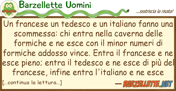 Barzellette Uomini francese tedesco italiano fan