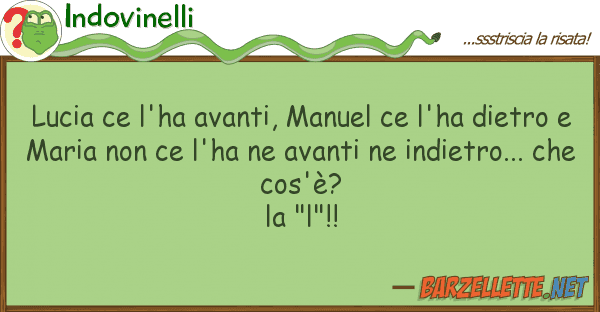 Indovinelli lucia ce l'ha avanti, manuel ce l'ha die