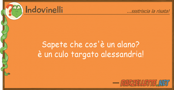 Indovinelli sapete cos'è alano? è culo t