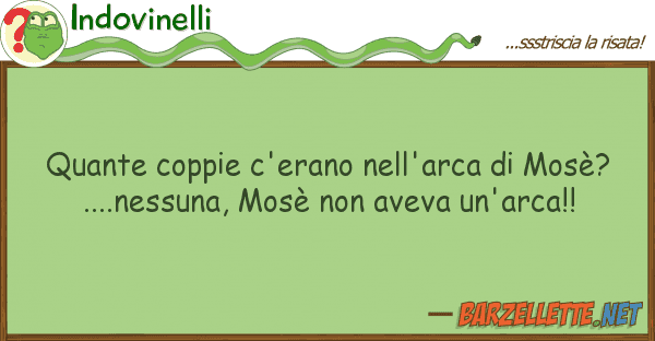 Indovinelli coppie c'erano nell'arca mosè