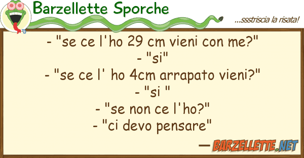 Barzellette Sporche - "se ce l'ho 29 cm vieni me?" - "s