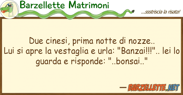 Barzellette Matrimoni due cinesi, prima notte nozze.. lui