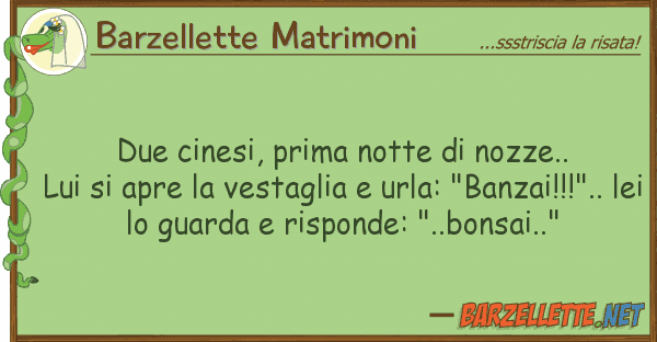 Barzellette Matrimoni due cinesi, prima notte nozze.. lui