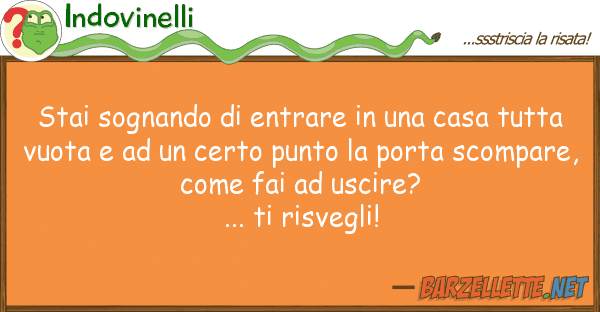 Indovinelli stai sognando entrare casa tut