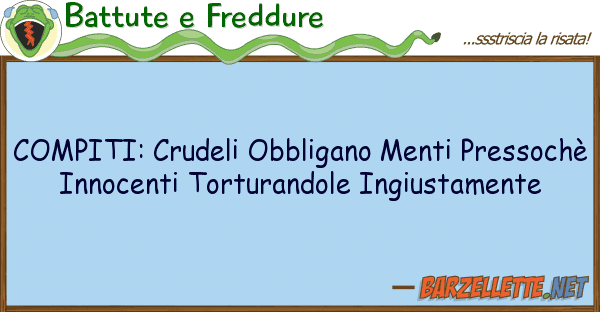 Battute e Freddure compiti: crudeli obbligano menti pressoc