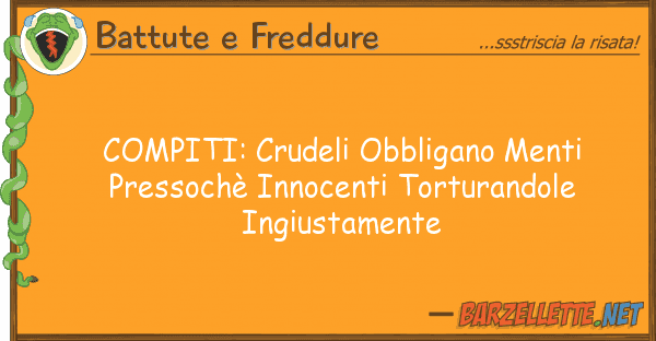 Battute e Freddure compiti: crudeli obbligano menti pressoc